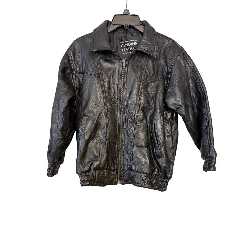 VTG Navarre Leather Co Italian Stone Design Genuine Leather Jacket